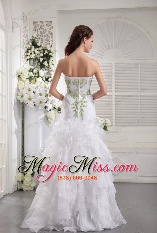 wholesale white column strapless floor-length organza appliques prom / evening dress
