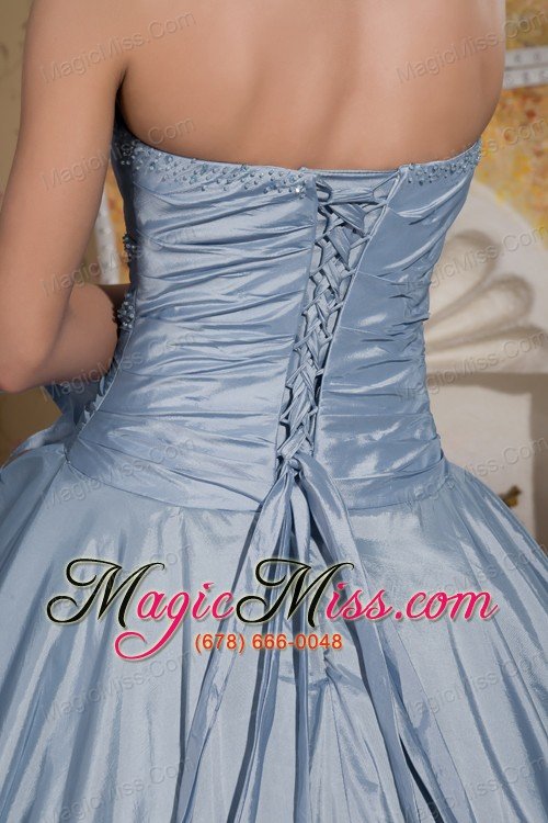wholesale light blue and light yellow ball gown sweetheart floor-length taffeta and organza beading quinceanera dress