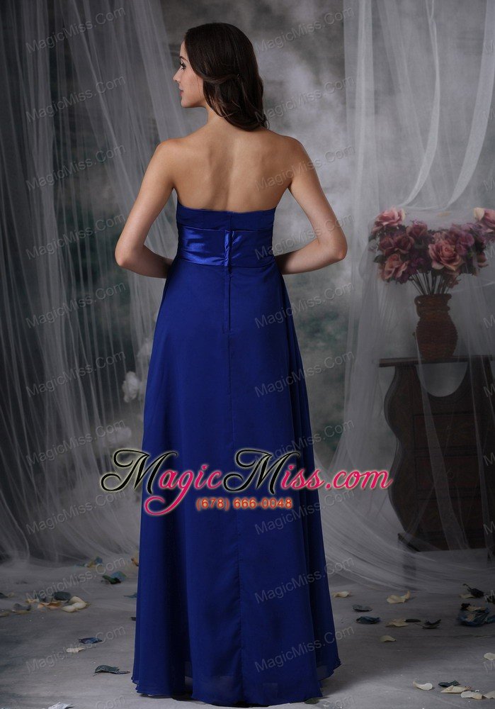 wholesale royal blue empire sweetheart floor-length beading chiffon and elastic wove satin prom dress