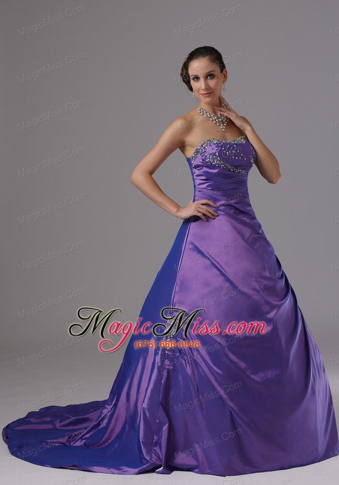 wholesale a-line eggplant purple and beaded decorate bust for plus size prom dress in alaska