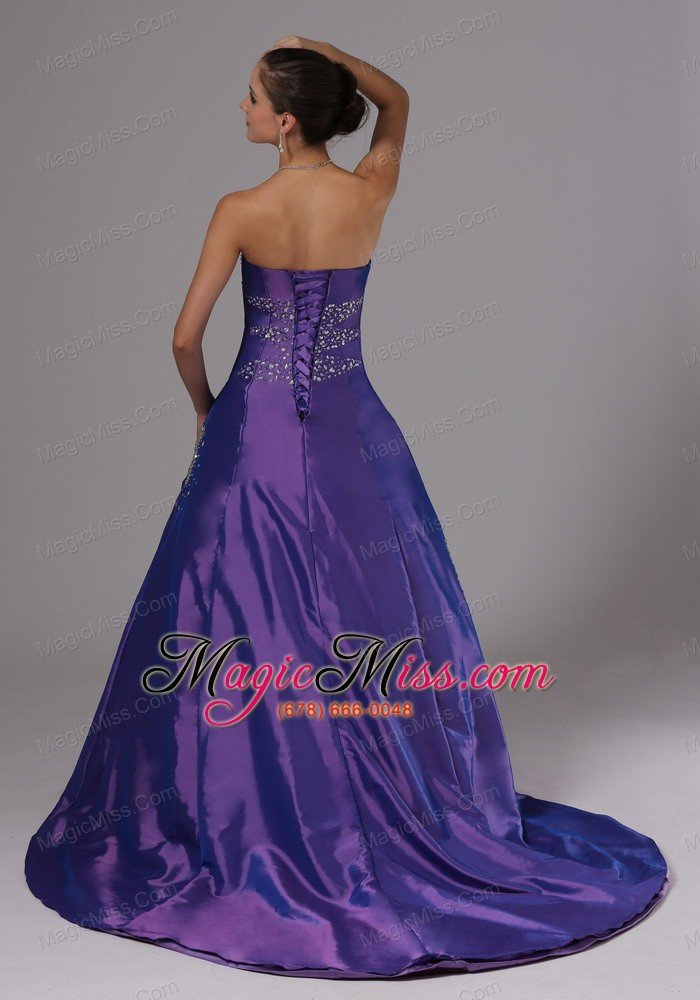 wholesale a-line eggplant purple and beaded decorate bust for plus size prom dress in alaska