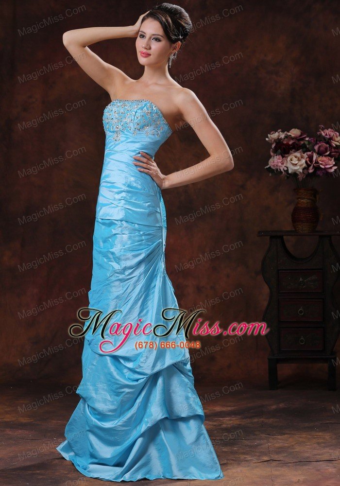 wholesale aqua blue mermaid prom dress clearances with beaded decorate bust in albertville alabama