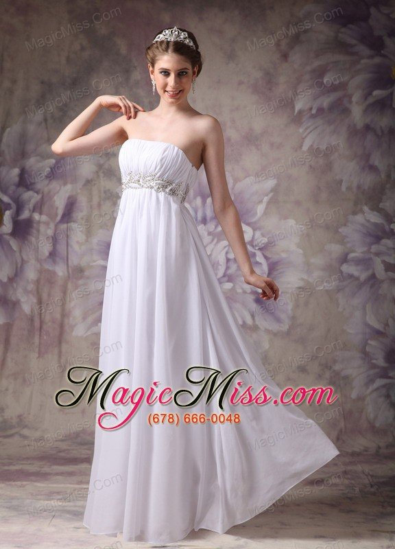 wholesale white empire strapless floor-length chiffon appliques prom / evening dress