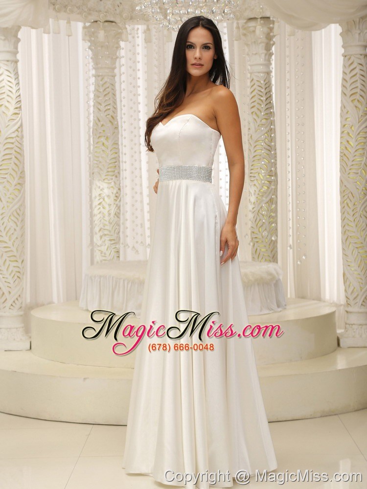 wholesale elastic woven satin sweetherat wedding dress beaded decorate waist floor-length