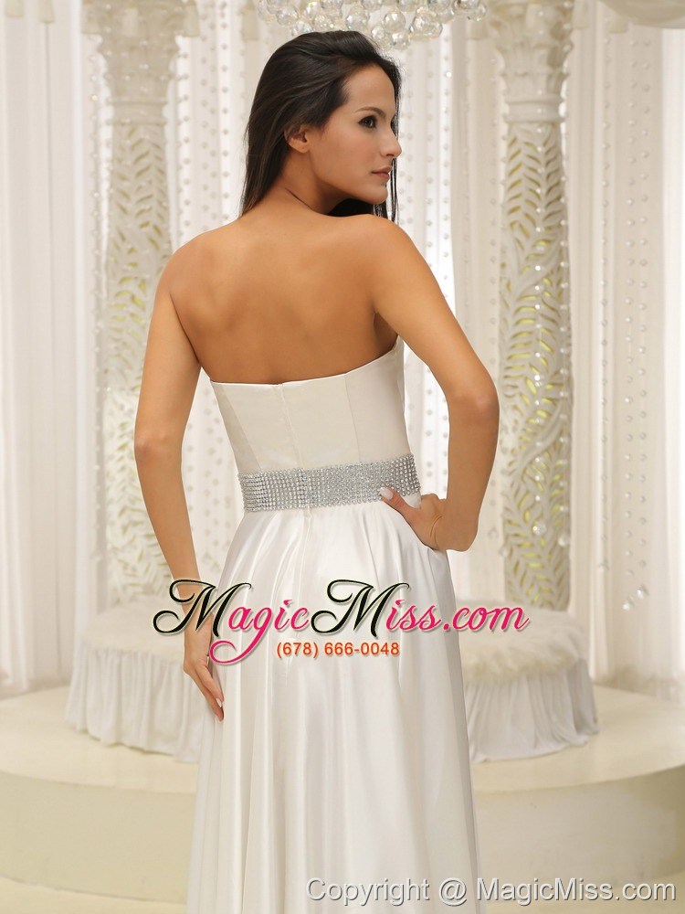 wholesale elastic woven satin sweetherat wedding dress beaded decorate waist floor-length