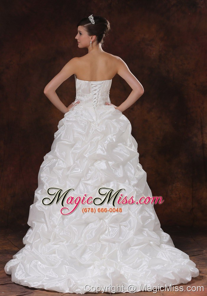 wholesale beaded decorate waist taffeta high-low strapless beading 2013 wedding dress