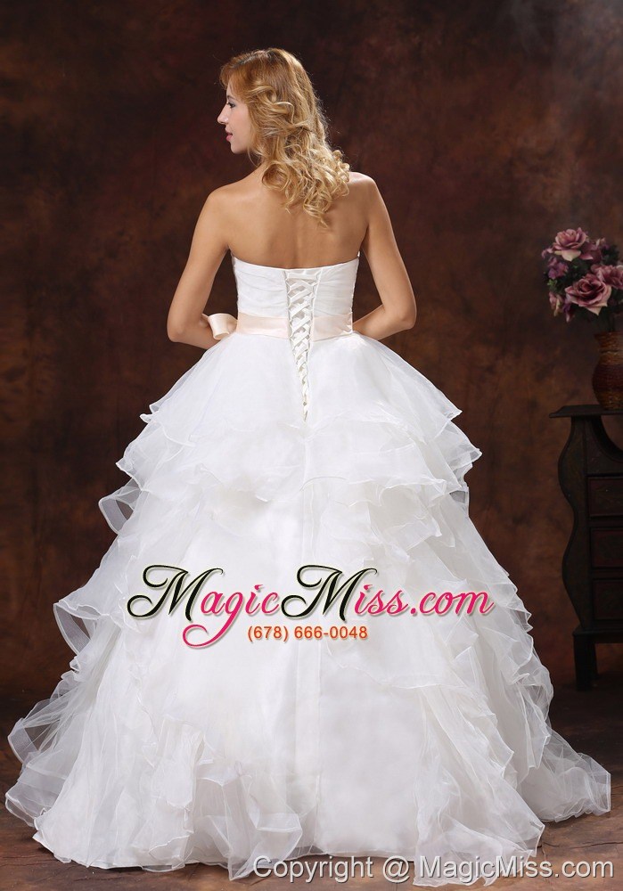 wholesale custom made ball gown sash 2013 wedding dress strapless with sash organza