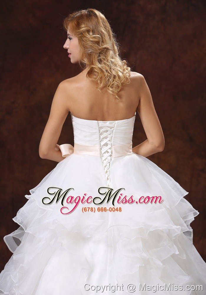 wholesale custom made ball gown sash 2013 wedding dress strapless with sash organza