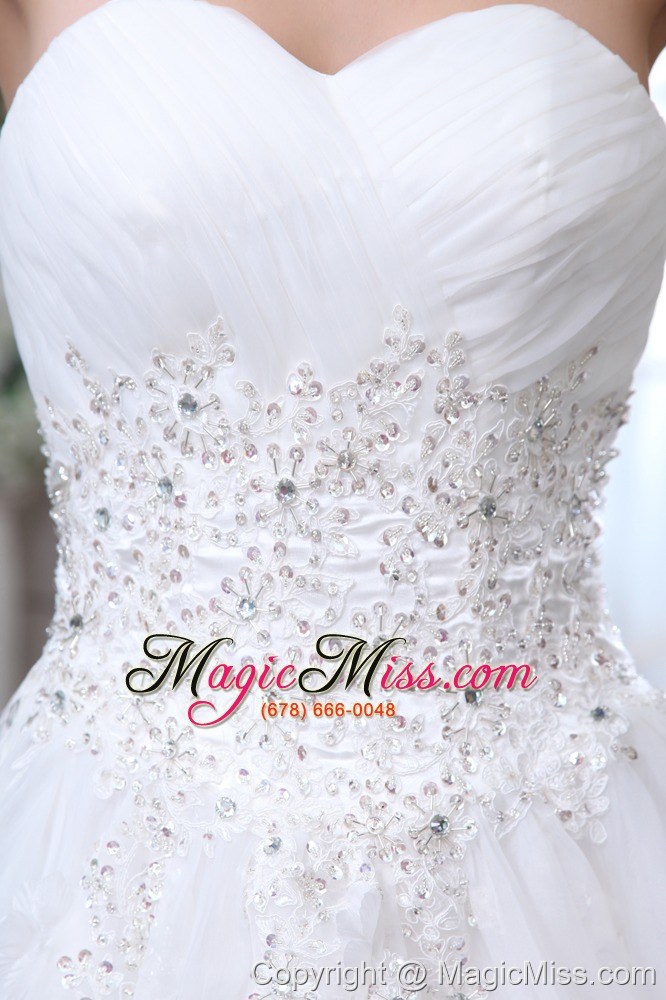wholesale sweet a-line sweetheart court train organzabeading and appliques wedding dress