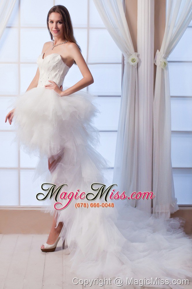 wholesale popular a-line sweetheart high-lowtulle appliques wedding dress