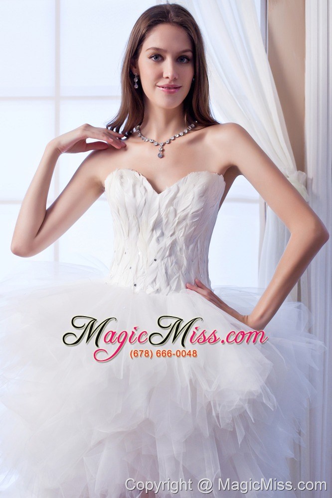 wholesale popular a-line sweetheart high-lowtulle appliques wedding dress