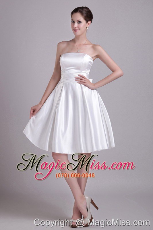 wholesale white a-line strapless knee-length taffeta bowknot wedding dress