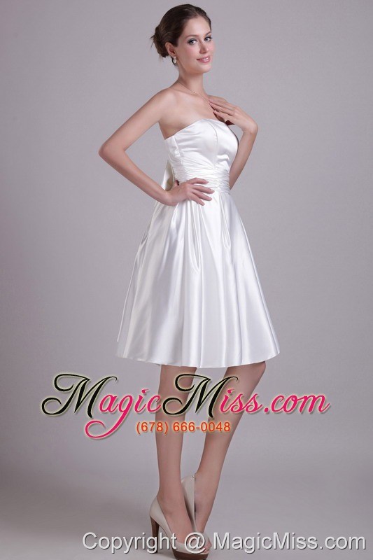 wholesale white a-line strapless knee-length taffeta bowknot wedding dress