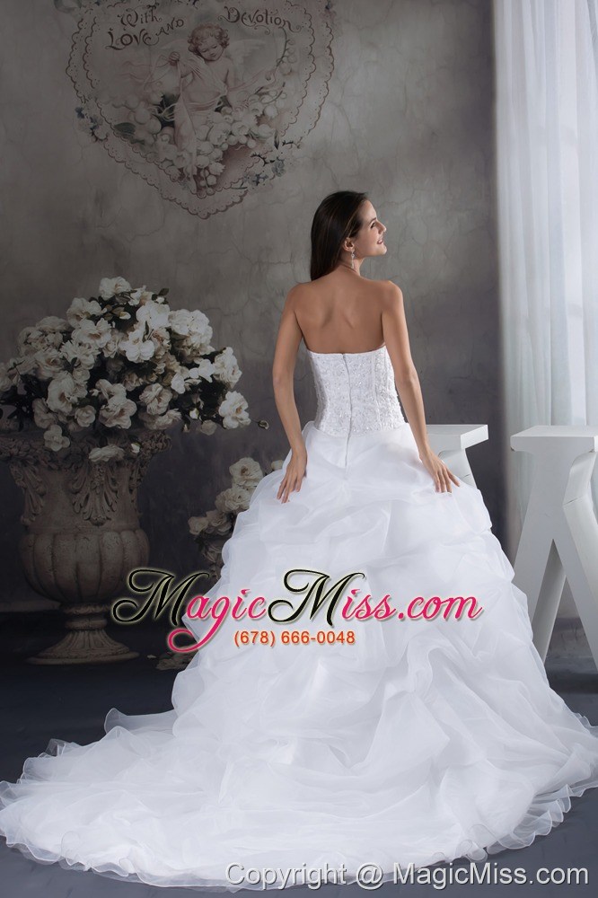 wholesale ball gown pick-ups beading brush train wedding dress