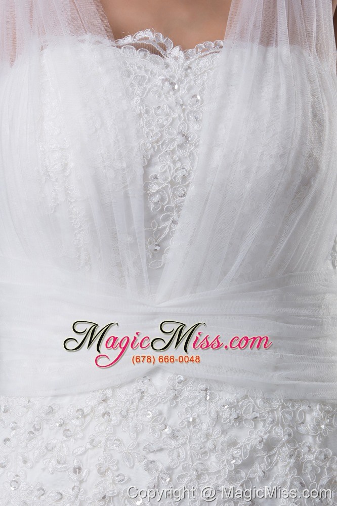 wholesale v-neck mermaid lace brush train wedding dress