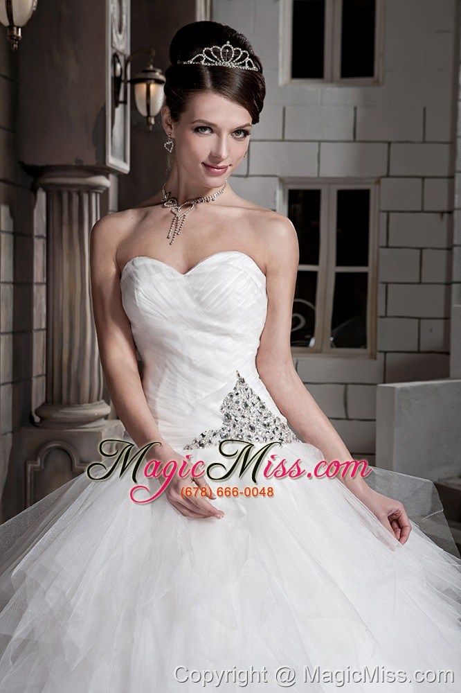 wholesale beautiful ball gown sweetheart court train tulle and taffeta beading wedding dress