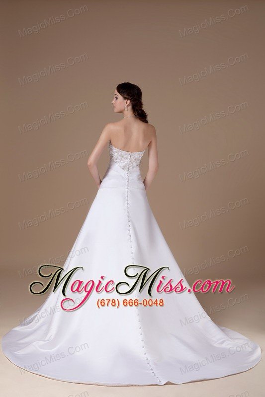 wholesale popular a-line sweetheart court train satin embroidery wedding dress