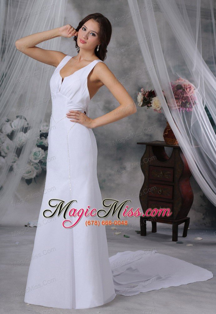 wholesale muscatine iowa beaded decorate bodice watteau train chiffon scoop simple style wedding dress for 2013
