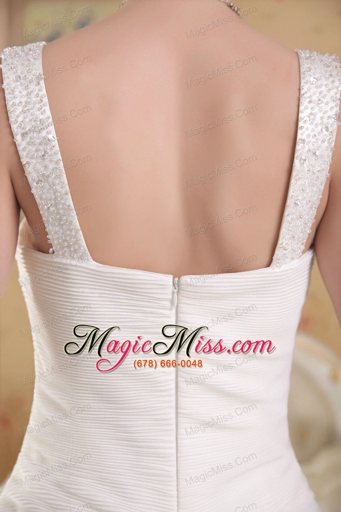 wholesale white a-line / princess straps court train organza beading wedding dress
