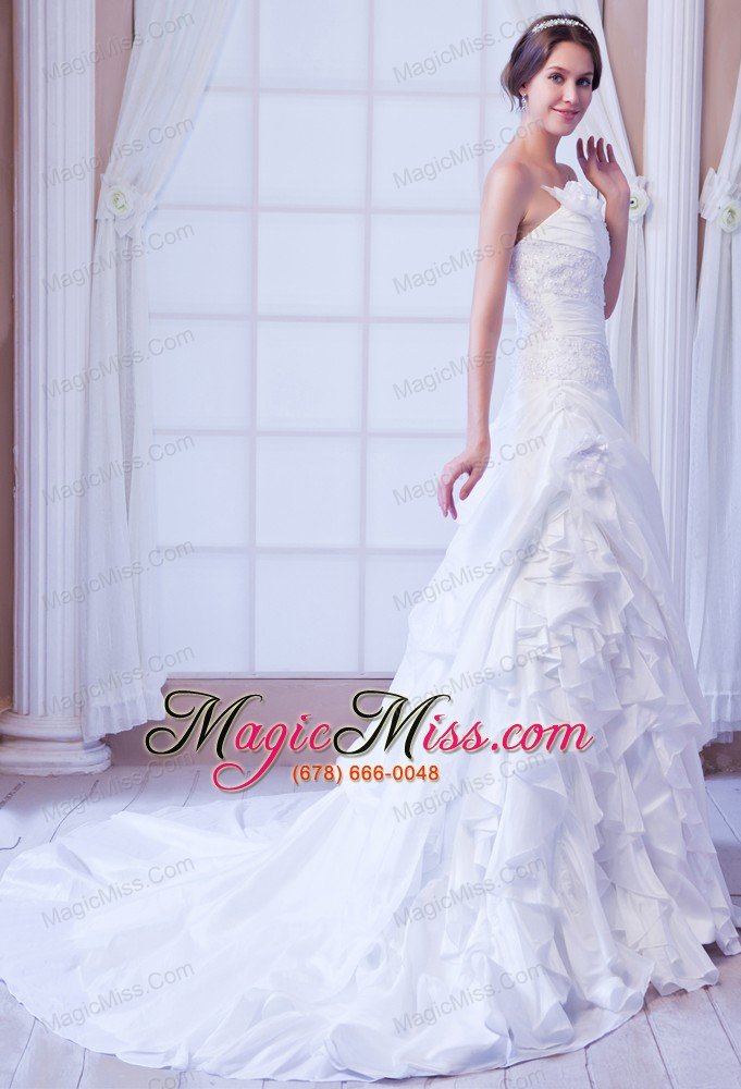 wholesale the most popular a-line / princess sweetheart court train taffeta appliques wedding dress