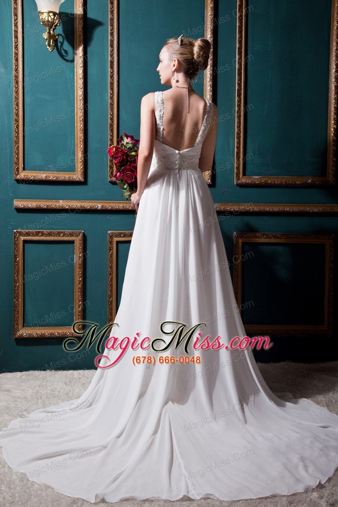 wholesale modest empire straps court train chiffon lace wedding dress
