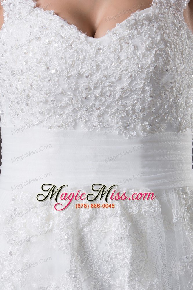 wholesale straps lace brush train a-line wedding dress