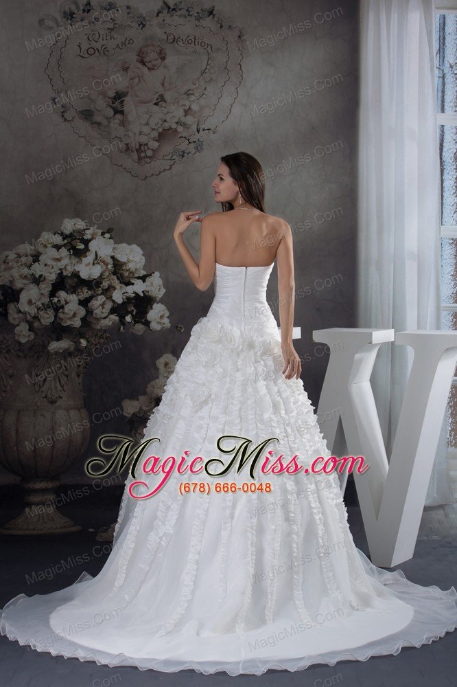 wholesale a-line wedding dress with ruching strapless court train
