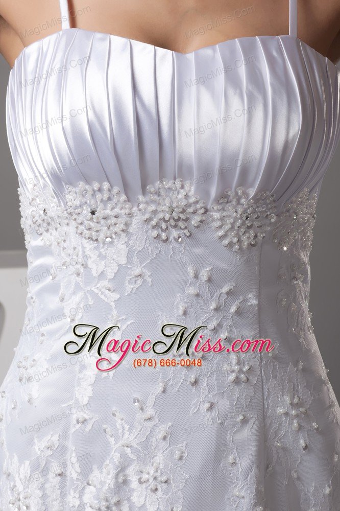 wholesale a-line spaghetti straps lace court train wedding dress
