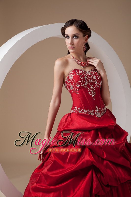 wholesale red a-line sweetheart floor-length taffeta appliques prom / evening dress