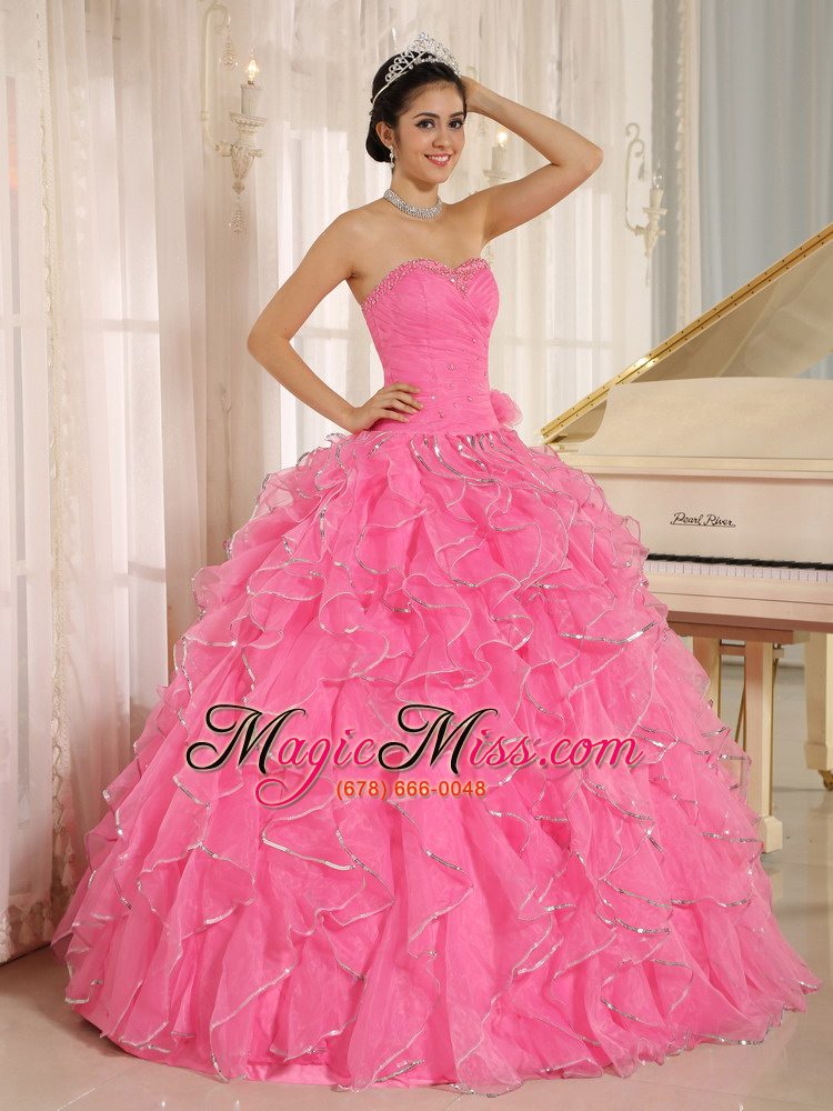 wholesale 2013 ruffles and beaded for rose pink quinceanera dress custom made in kailua city hawaii