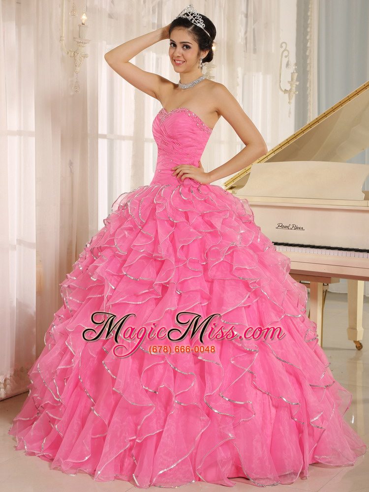 wholesale 2013 ruffles and beaded for rose pink quinceanera dress custom made in kailua city hawaii