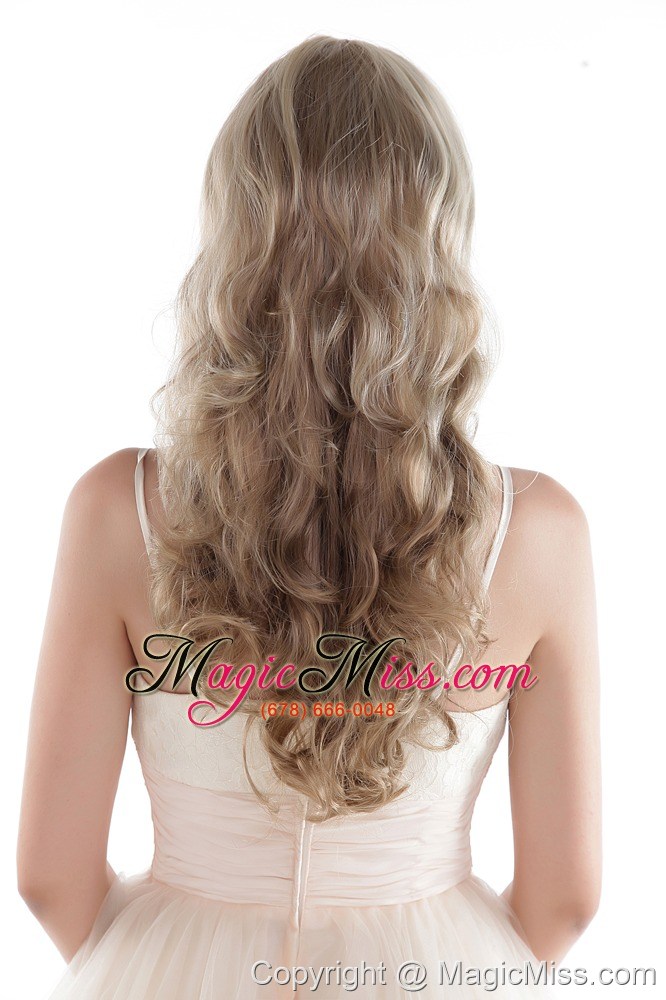 wholesale long blonde synthetic wavy hair wig