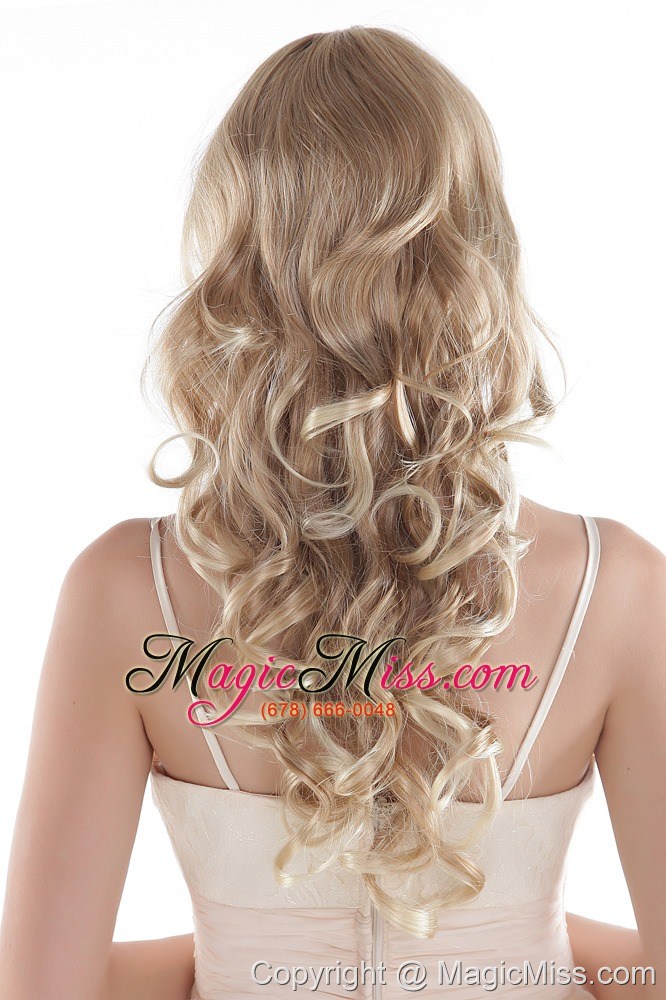 wholesale long high quality synthetic blonde curly hair wig