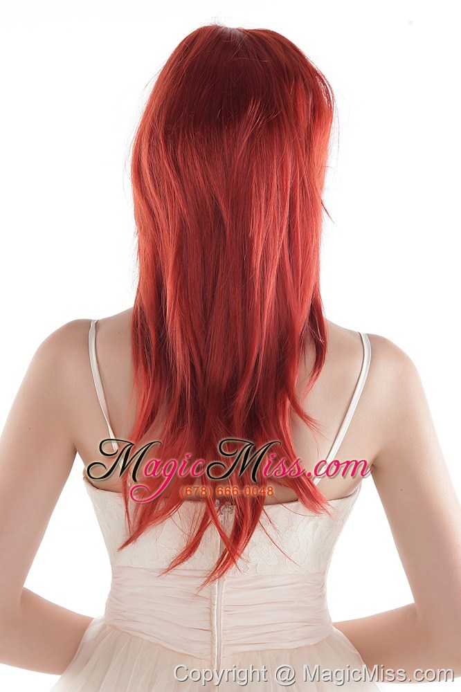 wholesale medium long high quality synthetic red straight hair wig