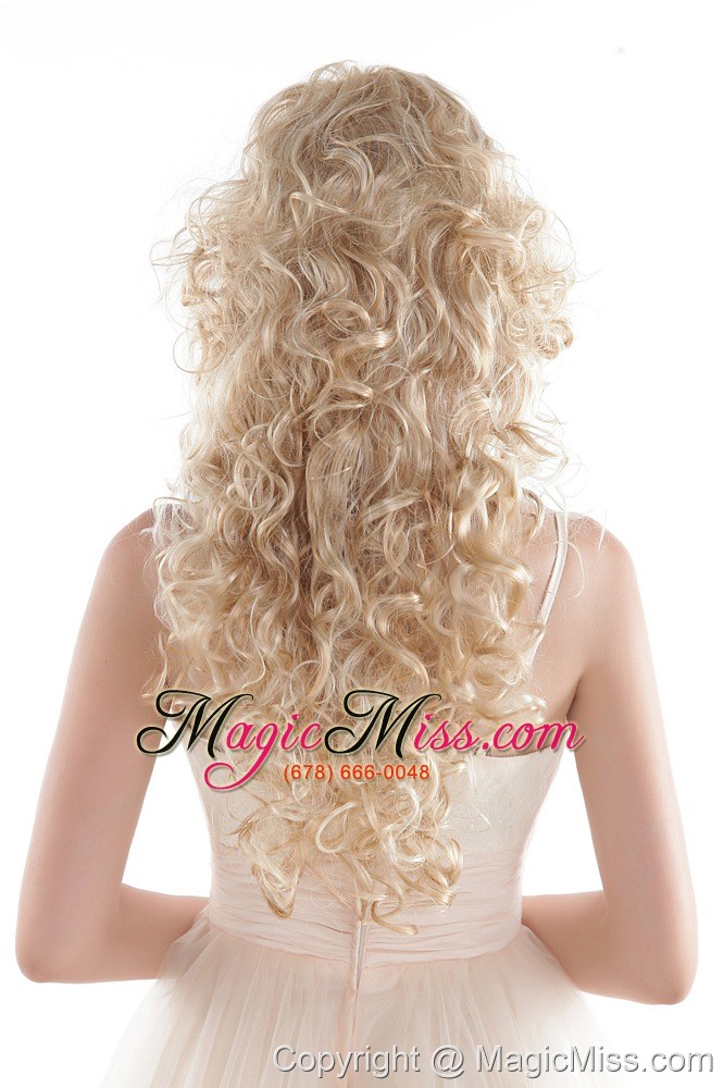 wholesale long high quality synthetic blonde wavy hair wig