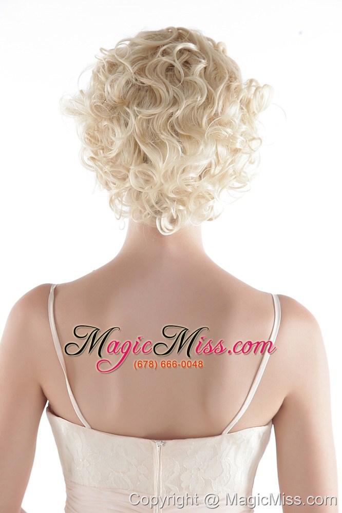 wholesale short high quality synthetic natural look blonde curly hair wig