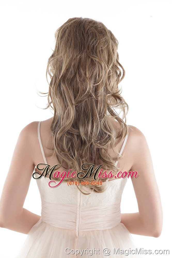 wholesale medium long synthetic flaxen wavy hair wig