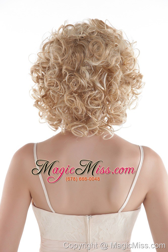 wholesale cute medium curly blonde high quality synthetic hair hair wig