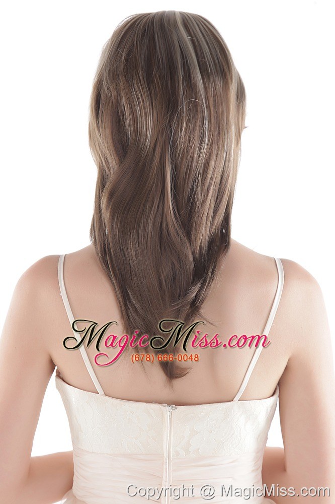 wholesale modest medium brown wavy synthetic hair wig