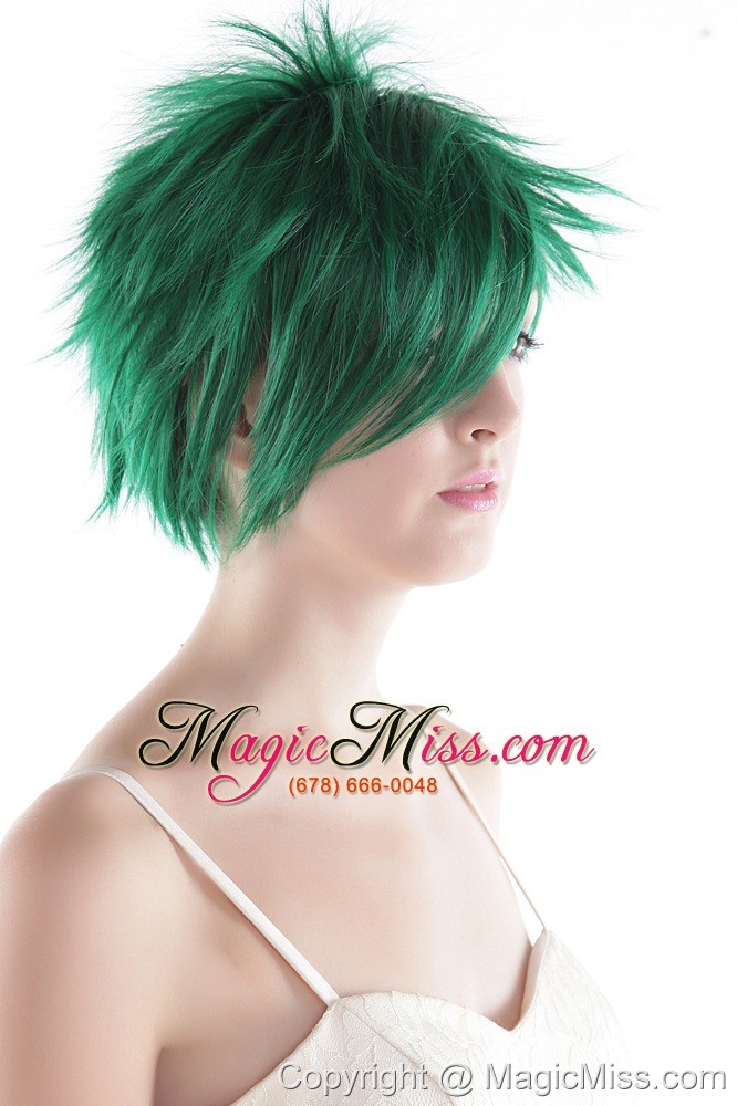 wholesale sexy green short top grade quality synthetic hair wig