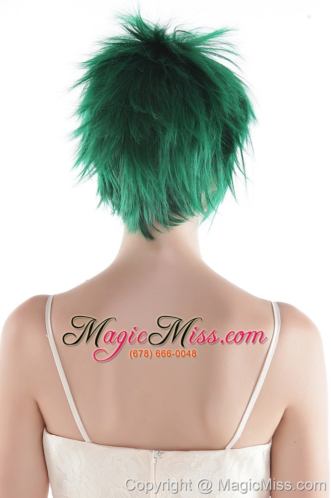 wholesale sexy green short top grade quality synthetic hair wig