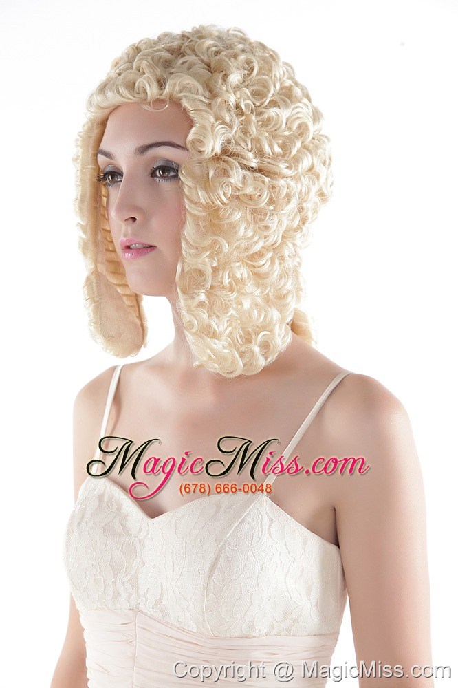 wholesale medium curly blonde high quality synthetic hair wig
