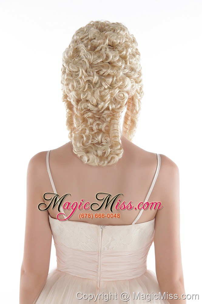 wholesale medium curly blonde high quality synthetic hair wig