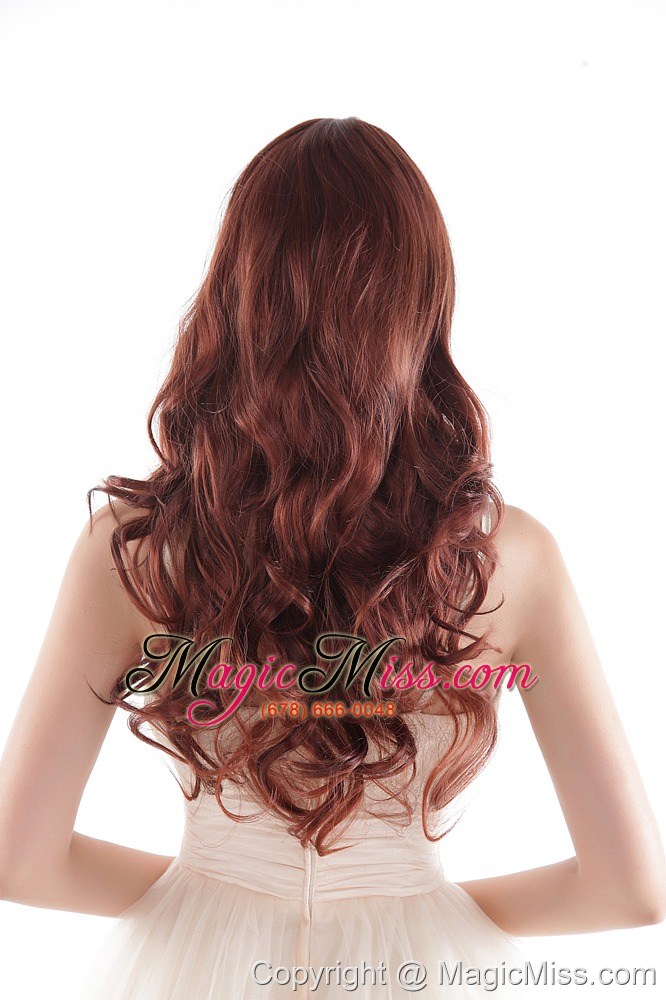 wholesale medium long synthetic red curly hair wig