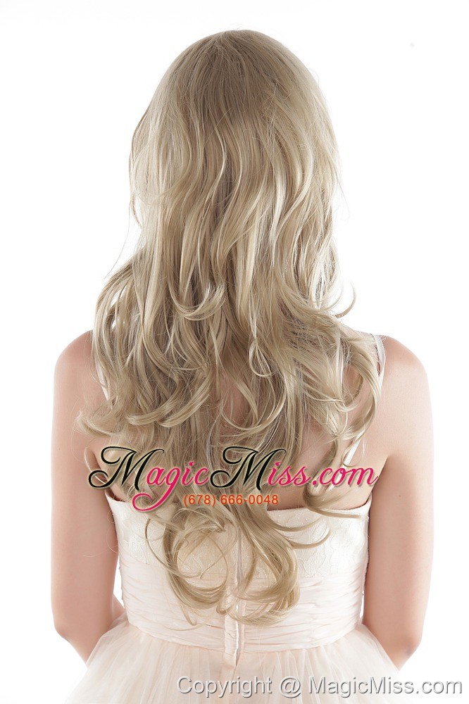 wholesale elegant blonde extra long top grade quality synthetic hair wig