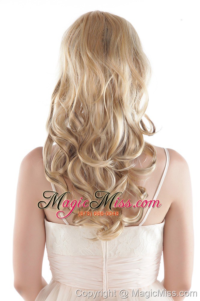 wholesale chic blonde long curly synthetic hair wig with side bang