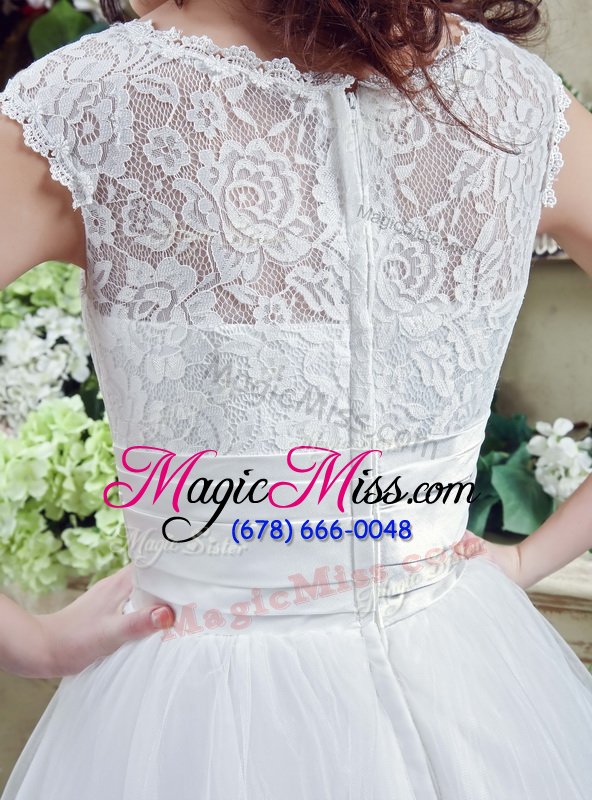 wholesale cheap white wedding dress wedding party and for with beading and lace scalloped sleeveless court train zipper