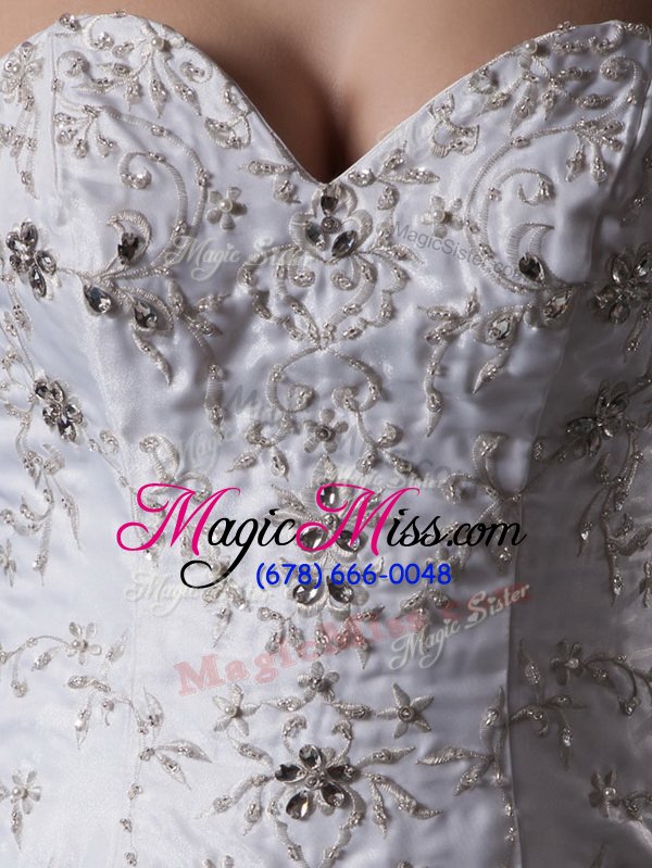 wholesale white mermaid beading and appliques and ruffles wedding dresses lace up organza sleeveless