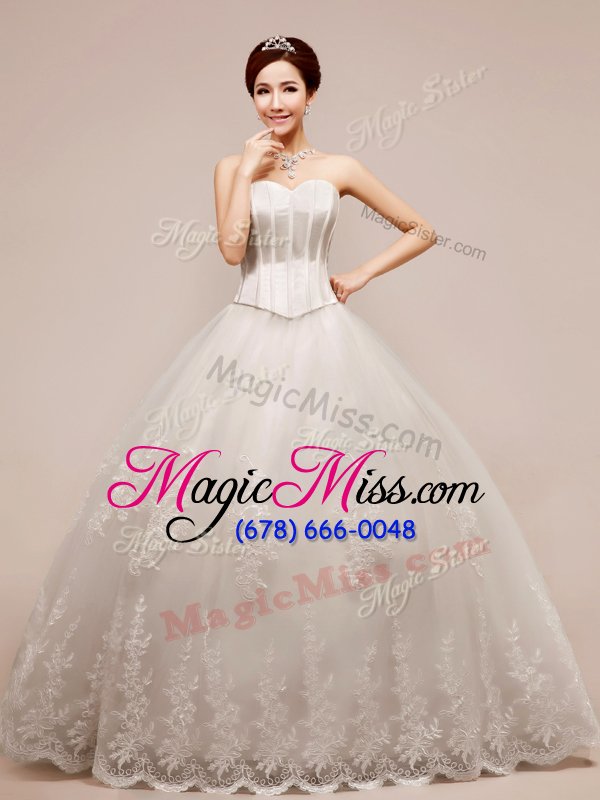 wholesale stylish floor length a-line sleeveless white wedding dress zipper