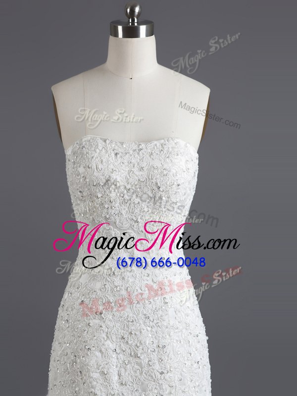 wholesale flirting mermaid sleeveless court train ruffled layers lace up wedding gowns